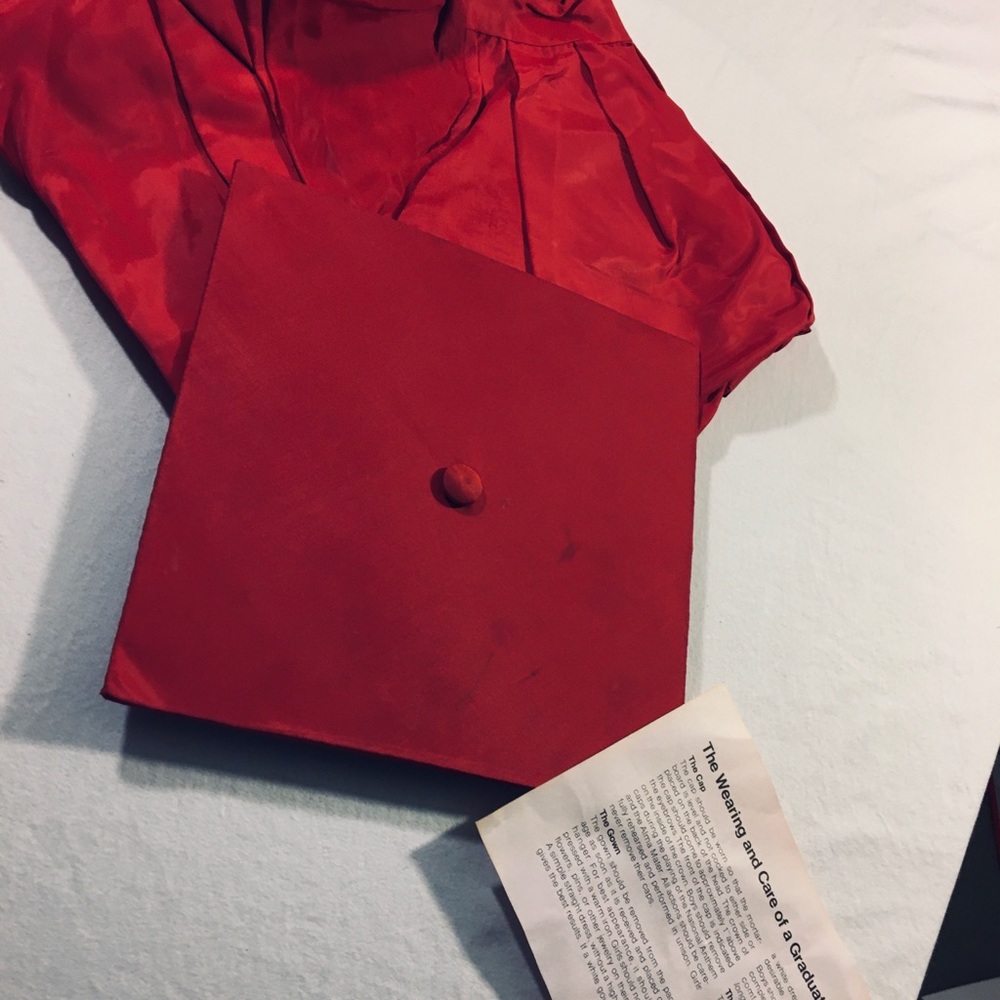 Vintage Red Cap And Gown Graduation Attire By Josten’s Gem